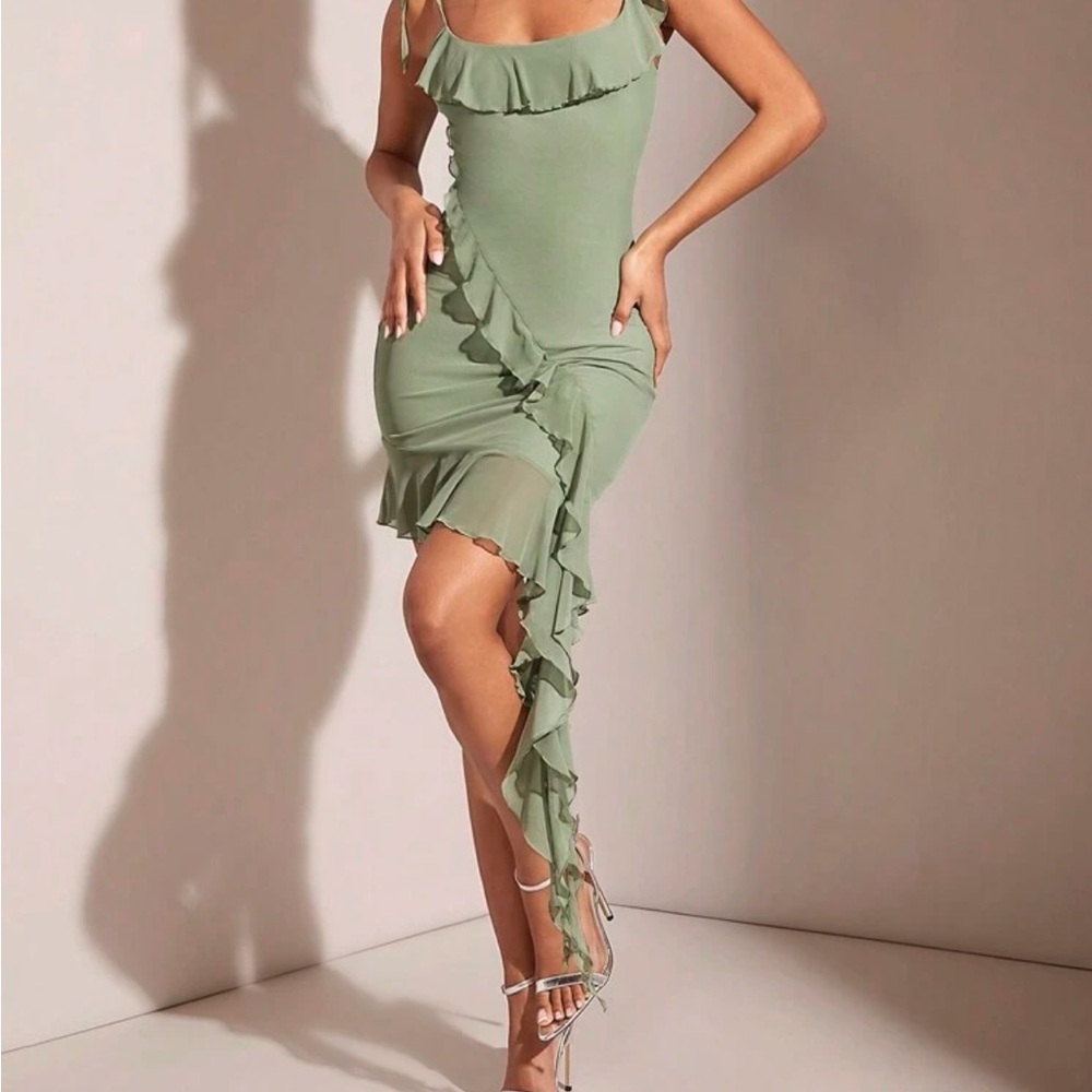 Green Ruffle Dress - Picture 3 of 3